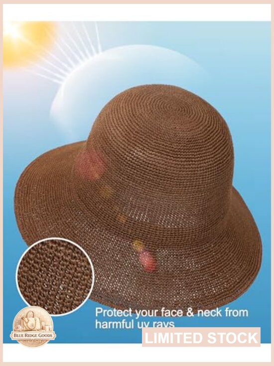 Handwoven Foldable Straw Bucket Hat Adjustable Travel Sun Hat UPF 50 main image 7